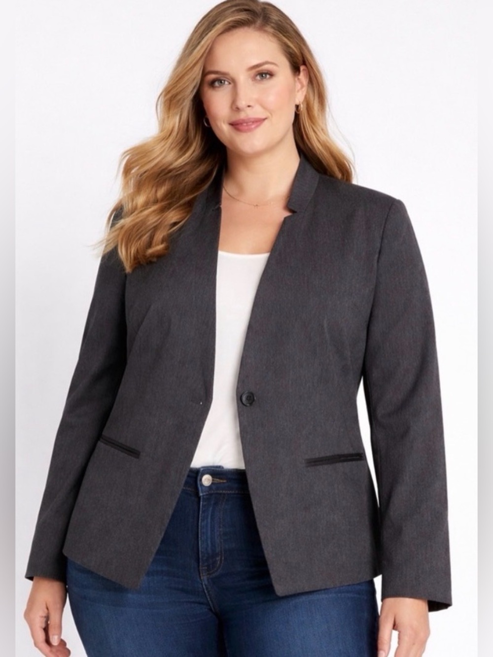 Simply Vera Vera Wang Charcoal Gray Stretch Blazer Women’s XL(A435)✨